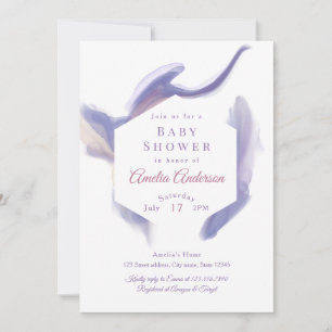 Invitación Fiesta de Baby Shower Hexágono Acuarela Lavanda