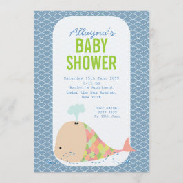Invitación Fiesta de Baby Shower invita a la ballena cruda