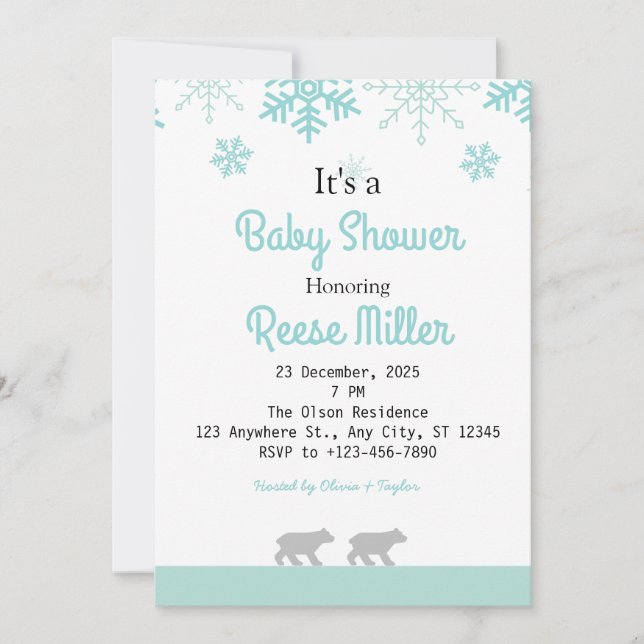 Invitación Fiesta de Baby Shower Jungle Safari Greenery (Anverso)