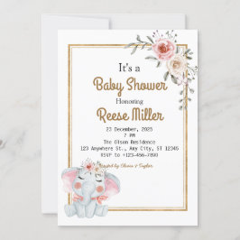 Invitación Fiesta de Baby Shower Jungle Safari Greenery