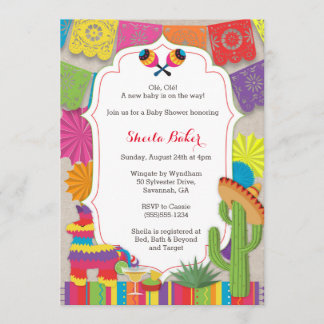 Invitación ¡Fiesta de Baby Shower! La ducha temática mexicana