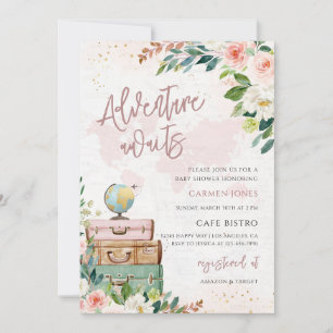 Invitación Fiesta de Baby Shower Mapa del Mundo Aventura Espe