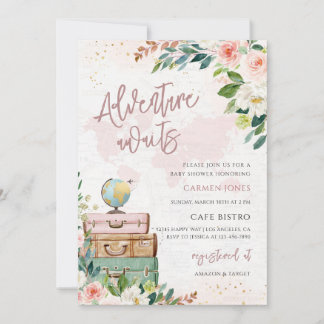 Invitación Fiesta de Baby Shower Mapa del Mundo Aventura Espe
