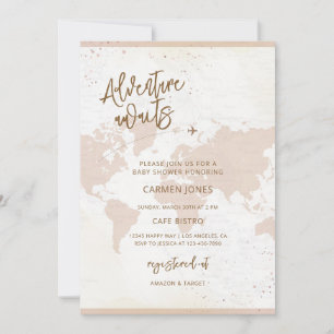 Invitación Fiesta de Baby Shower Mapa del Mundo Aventura Espe