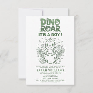 Invitación fiesta de baby shower minimalista de dinosaurio ni