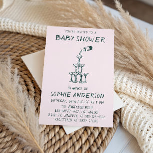 Invitación Fiesta de Baby Shower Minimalista Dibujada a Mano