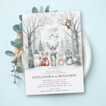 Fiesta de Baby Shower Mixta Bosque Invernal Animal