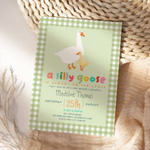 Invitación Fiesta de Baby Shower Moderna y Neutral de Gingham