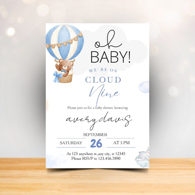 Invitación Fiesta de Baby Shower Moderno Niño en la Nube Nuev (Subido por el creador)