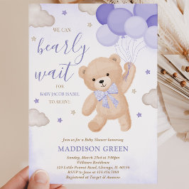 Invitación Fiesta de Baby Shower Morado Esperamos con Ansia
