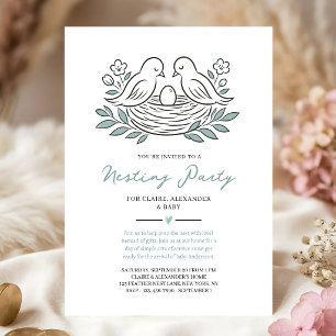 Invitación Fiesta de Baby Shower Nidificación Nido de Pájaro