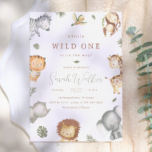 Fiesta de Baby Shower Niño Animales Safari Wild On
