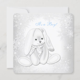 Invitación Fiesta de Baby Shower Niño Invierno Copo de Nieve 