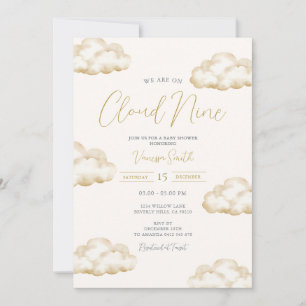 Invitación Fiesta de Baby Shower Nube Nueve Marfil Blanco