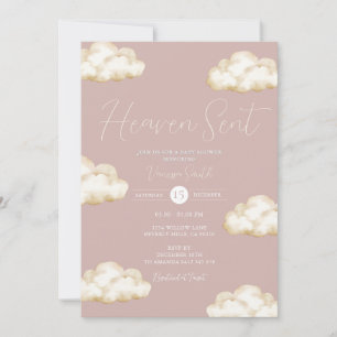 Invitación Fiesta de Baby Shower Nube Rosada del Cielo
