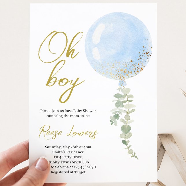 Invitación Fiesta de Baby Shower "Oh Boy" (Subido por el creador)