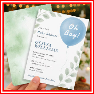 Invitación Fiesta de Baby Shower Oh Boy