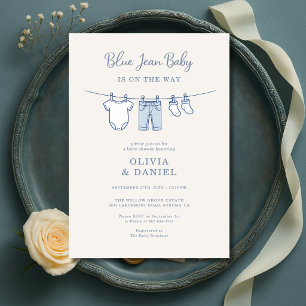 Invitación Fiesta de Baby Shower para Parejas Blue Jean Baby