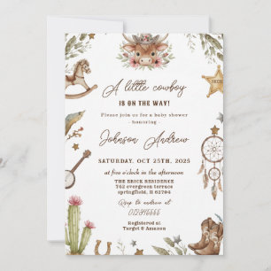 Invitación Fiesta de Baby Shower Personalizada al Oeste