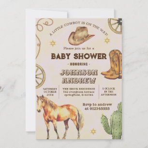 Invitación fiesta de Baby Shower personalizado CowBoy
