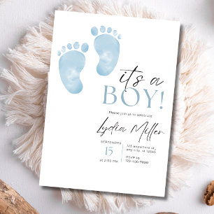 Invitación Fiesta de Baby Shower Pies de Bebé Azul Baby Showe