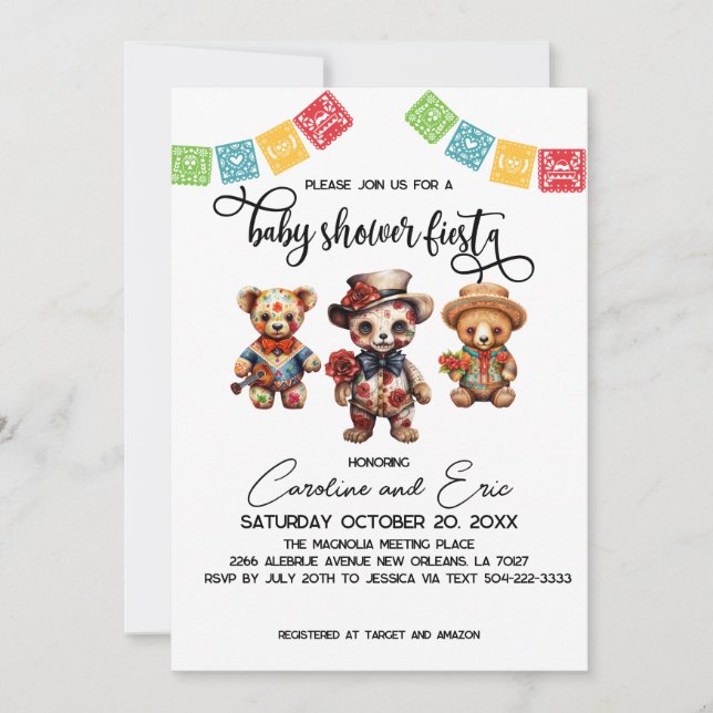 Invitación Fiesta de Baby Shower por el Día de los Muertos en (Anverso)