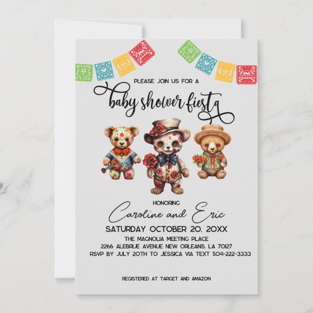 Invitación Fiesta de Baby Shower por el Día de los Muertos en (Anverso)
