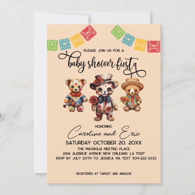 Invitación Fiesta de Baby Shower por el Día de los Muertos en (Anverso)