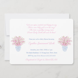 Invitación Fiesta De Baby Shower Preppy Pink And Blue Little