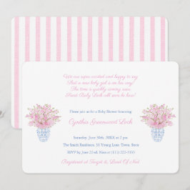 Invitación Fiesta De Baby Shower Preppy Pink And Blue Little