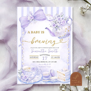 Invitación Fiesta de Baby Shower Purple Stripes Baby está en