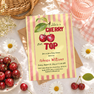 Invitación Fiesta de Baby Shower Retro Cherry Cafe