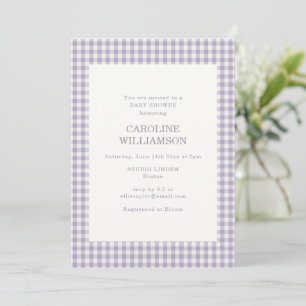Invitación Fiesta de Baby Shower Retro de Cuadro de Gingham d