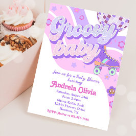 Invitación Fiesta de Baby Shower Retro Disco Roller Skate