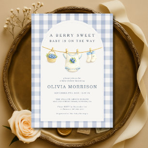 Invitación Fiesta de Baby Shower Ropa Tendida de Arándanos Du