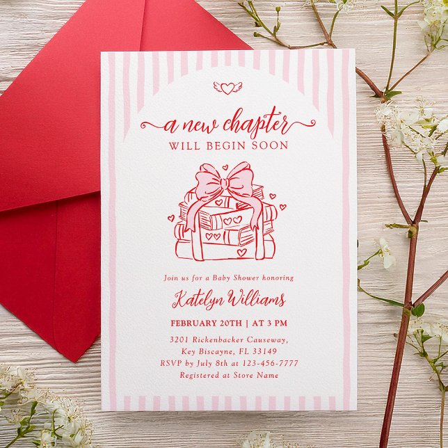 Invitación Fiesta de Baby Shower Rosa: Un Nuevo Capítulo (Subido por el creador)