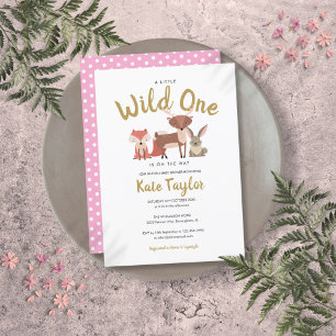 Invitación Fiesta de Baby Shower Salvaje Animales del Bosque