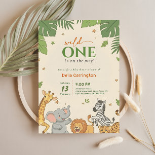 Invitación Fiesta de Baby Shower Salvaje Tropical Jungle