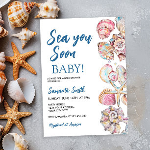 Invitación Fiesta de Baby Shower Seashell Sea You Soon