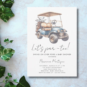 Invitación Fiesta de Baby Shower Simple con Carrito de Golf