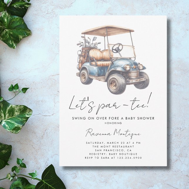 Invitación Fiesta de Baby Shower Simple con Carrito de Golf (Subido por el creador)