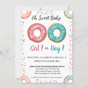 Invitación Fiesta de Baby Shower sobre el tema Donut de géner