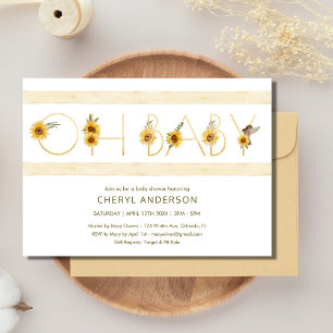 Invitación Fiesta de Baby Shower Sunflower Oh Baby