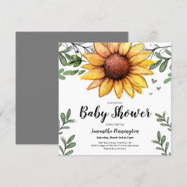 Invitación Fiesta de Baby Shower Sunflower Watercolor