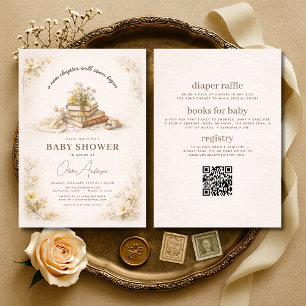 Invitación Fiesta de Baby Shower Todo en un Libro Comienza un