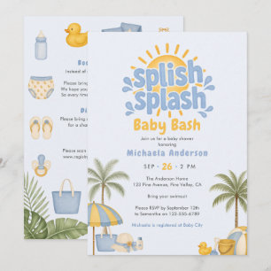 Invitación Fiesta de Baby Shower Todo en Uno Piscina/Playa