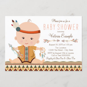 Invitación Fiesta de Baby Shower Tribal Boho