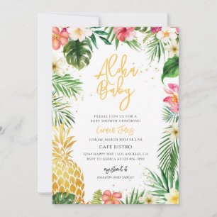 Invitación Fiesta de Baby Shower Tropical de Piña Luau