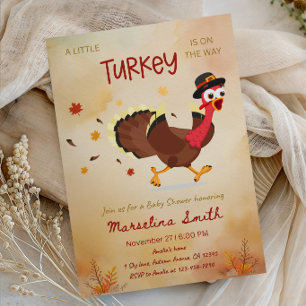 Invitación Fiesta de Baby Shower: Un pequeño pavo está en cam