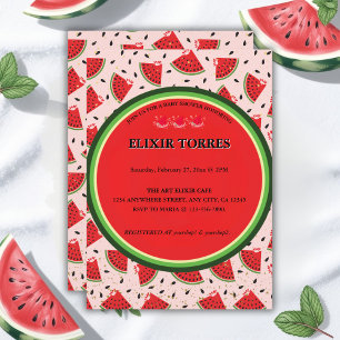 Invitación Fiesta de Baby Shower Única de Sandía Moderna con 